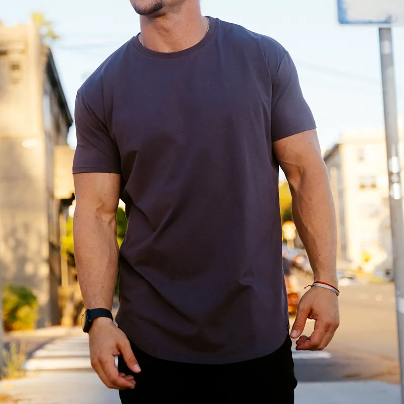 021 ESSENTIAL DROP-CUT T-SHIRT - CHARCOAL