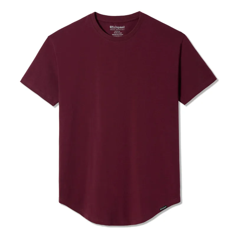 021 ESSENTIAL DROP-CUT T-SHIRT - MAROON