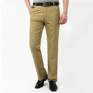 100% Cotton Casual Solid Straight-Leg Thin Pants for Men