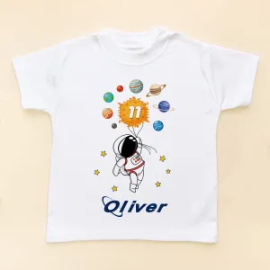 11th Birthday Astronaut Solar System Personalised Kids T Shirt