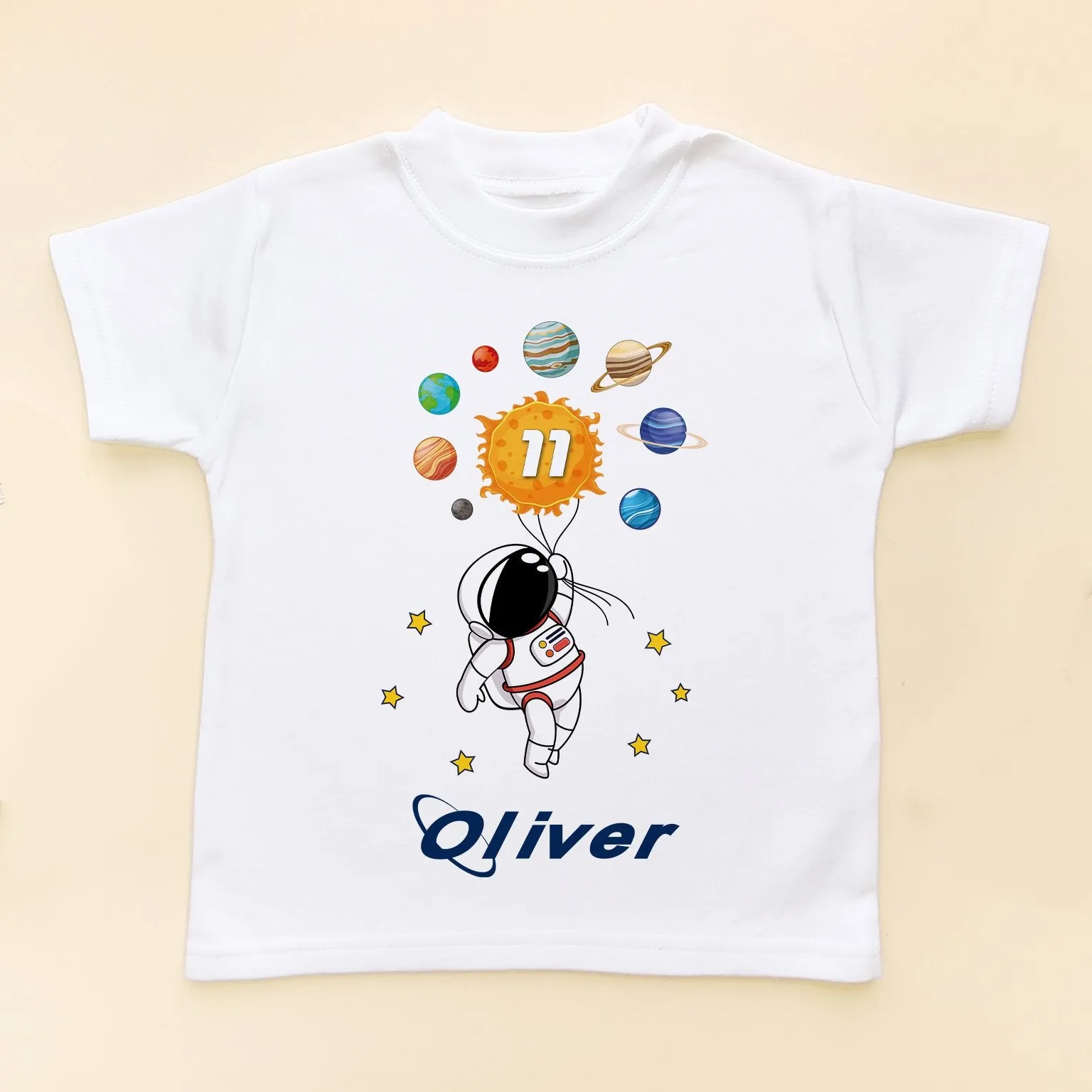 11th Birthday Astronaut Solar System Personalised Kids T Shirt