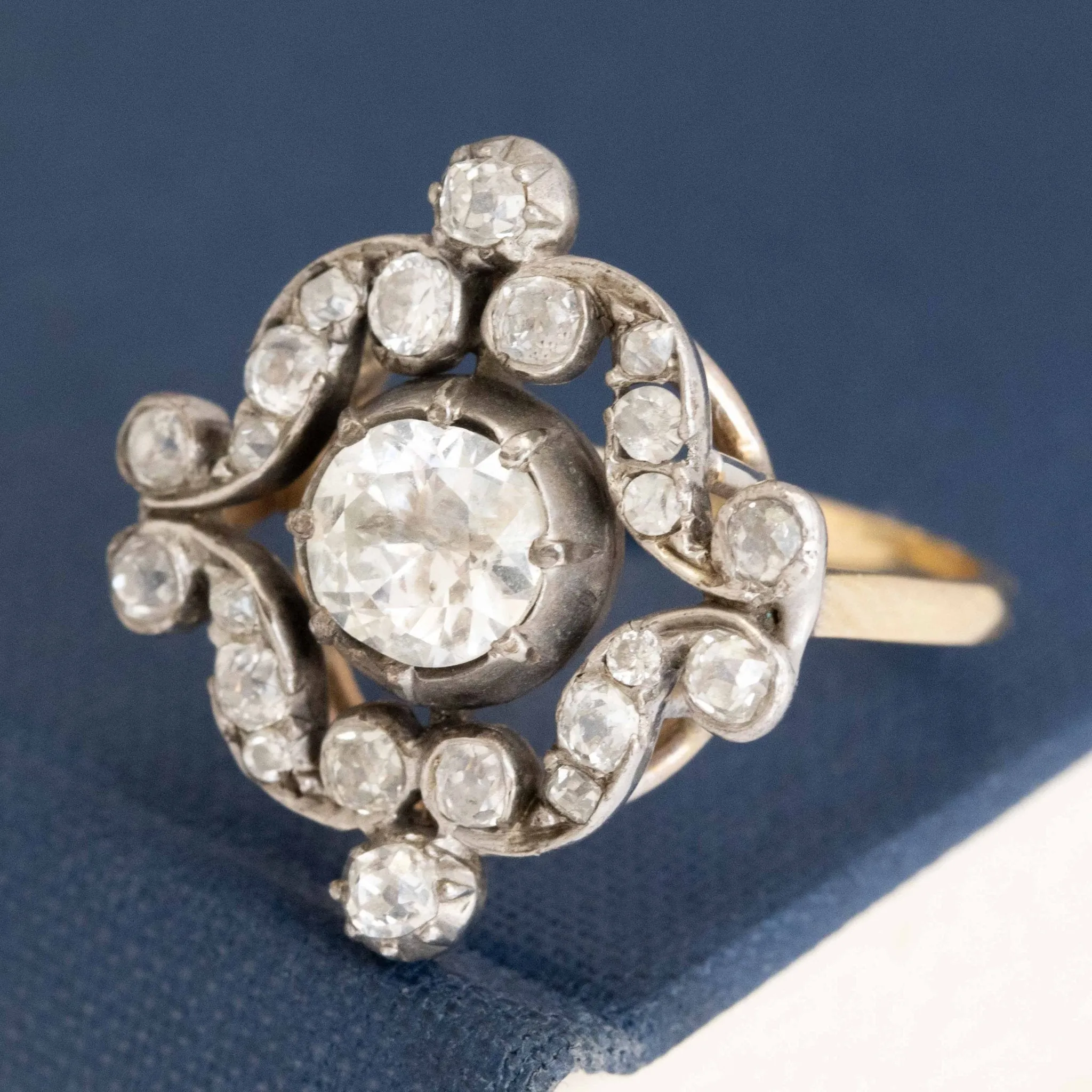 1.72ctw Antique Old Cut Diamond Collet Cluster Ring