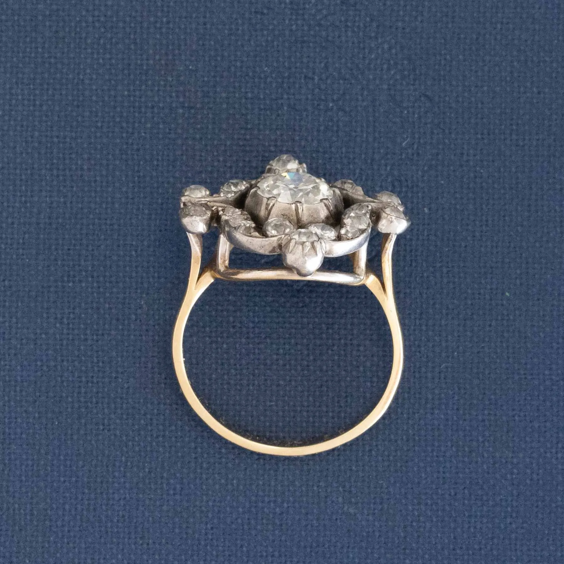 1.72ctw Antique Old Cut Diamond Collet Cluster Ring