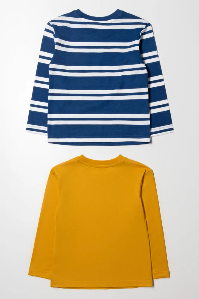 2 Pack Long Sleeve T-Shirts Blue And Yellow