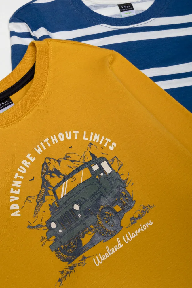 2 Pack Long Sleeve T-Shirts Blue And Yellow
