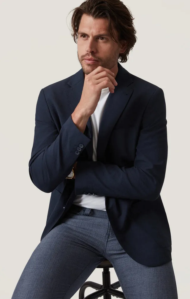 34 Heritage Matteo Seersucker Blazer - Navy