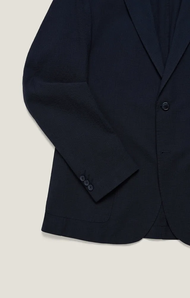 34 Heritage Matteo Seersucker Blazer - Navy