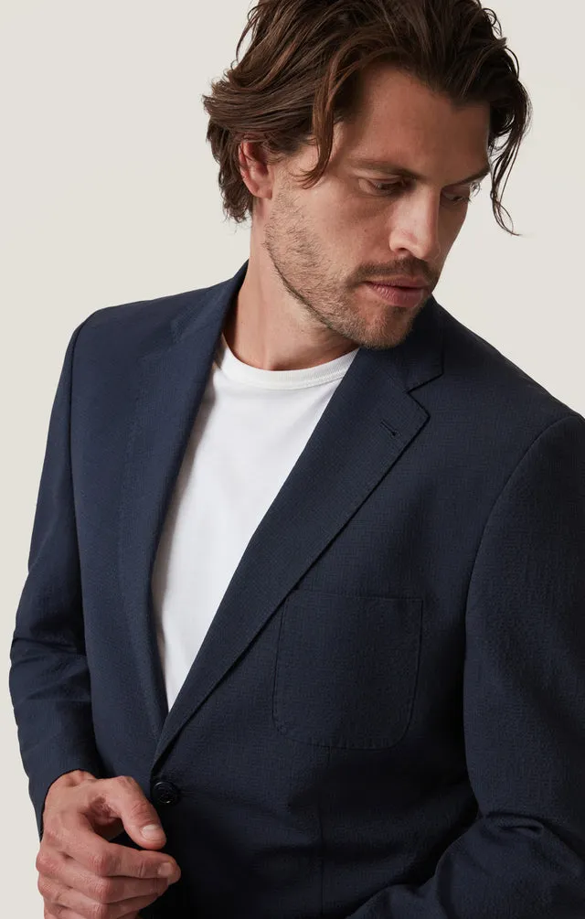 34 Heritage Matteo Seersucker Blazer - Navy