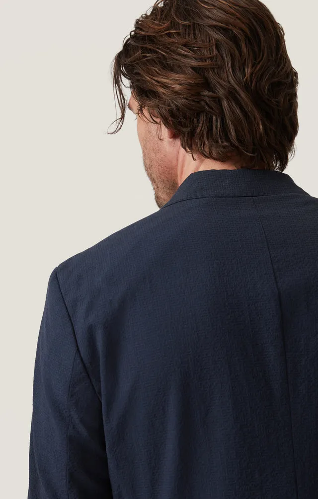 34 Heritage Matteo Seersucker Blazer - Navy