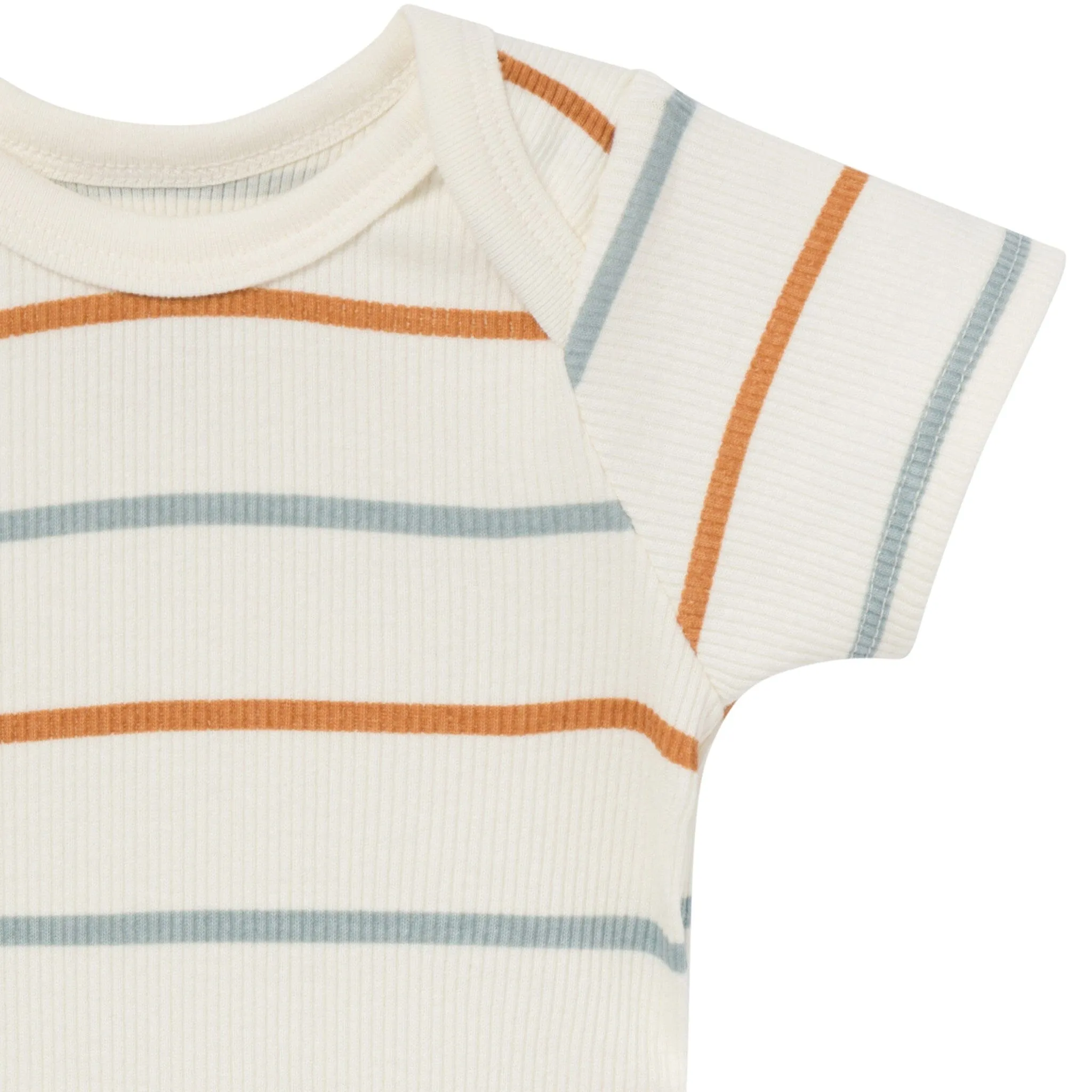 4-Piece Baby Boys Ivory Stripe Short Sleeve Bodysuits and Shorts Set