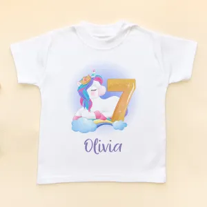 7th Birthday Unicorn Personalised T Shirt