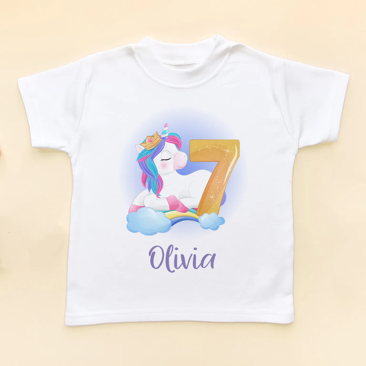 7th Birthday Unicorn Personalised T Shirt