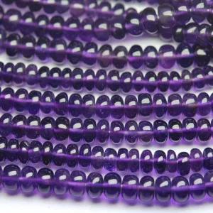 8 Inch Strand,Super Rare Finest Quality Purple Natural African Amethyst Smooth Polished Rondelles 5-5.5mm