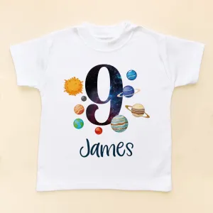 9th Birthday Solar System Personalised Space/Galaxy T Shirt