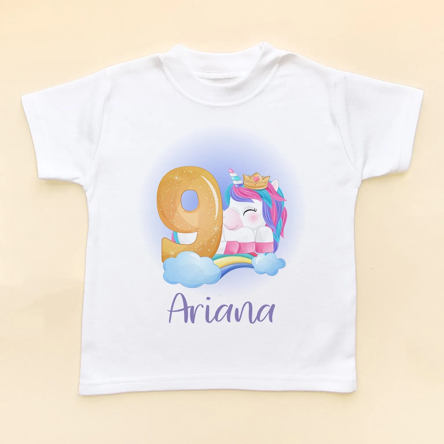 9th Birthday Unicorn Personalised T Shirt
