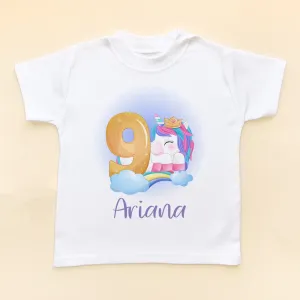 9th Birthday Unicorn Personalised T Shirt