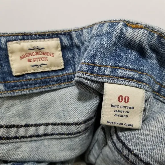Abercrombie &amp; Fitch shorts 00 distressed frayed hem shortie denim Y2K VINTAGE