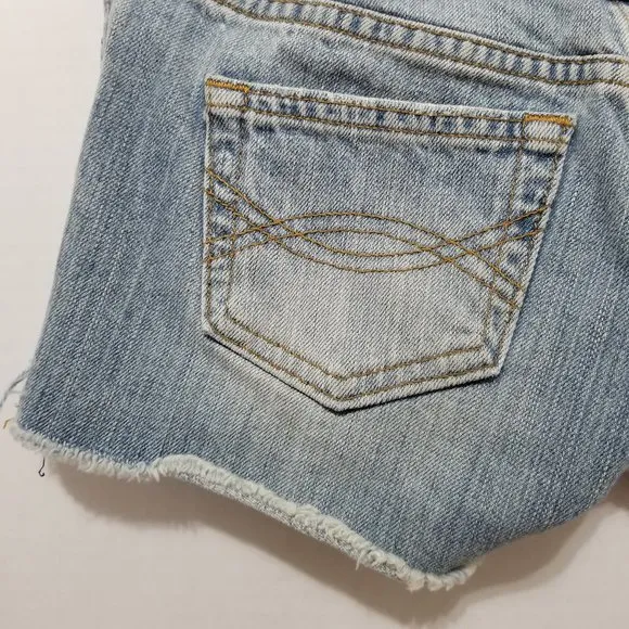 Abercrombie &amp; Fitch shorts 00 distressed frayed hem shortie denim Y2K VINTAGE