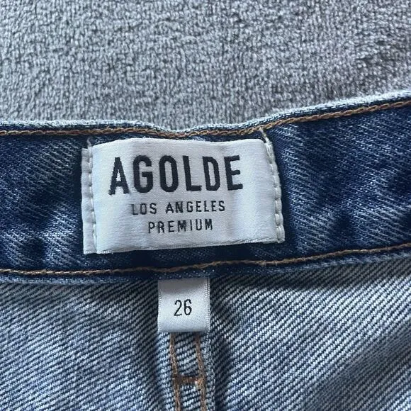 AGOLDE Parker Shorts Womens 26 Vintage Cutoff Denim Rock Steady Distressed