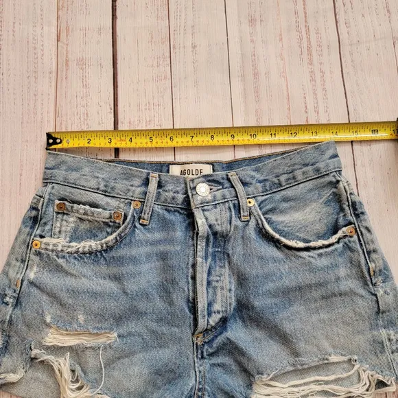 Agolde Parker Vintage Cut Off Distressed Lightwash Shorts Button Fly Women's 25