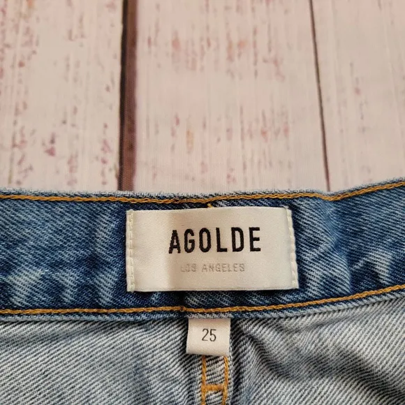 Agolde Parker Vintage Cut Off Distressed Lightwash Shorts Button Fly Women's 25