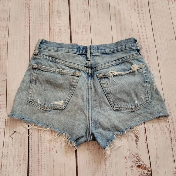 Agolde Parker Vintage Cut Off Distressed Lightwash Shorts Button Fly Women's 25