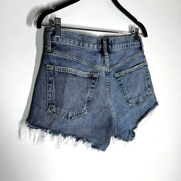 Agolde Sz 25 Parker Vintage Denim Shorts Cut Off Button Fly in Lowkey Blue