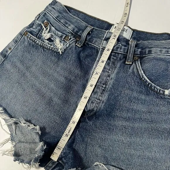 Agolde Sz 25 Parker Vintage Denim Shorts Cut Off Button Fly in Lowkey Blue