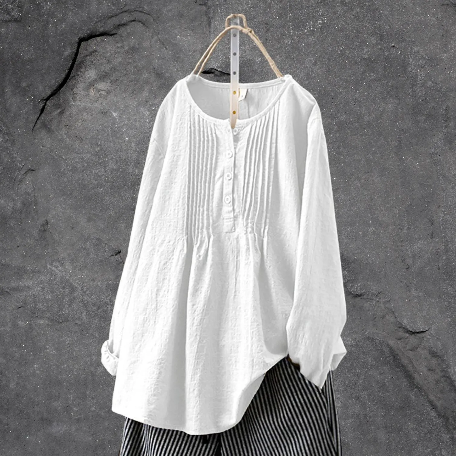 Airy boho-chic blouse shirt - with button closure & ruffles