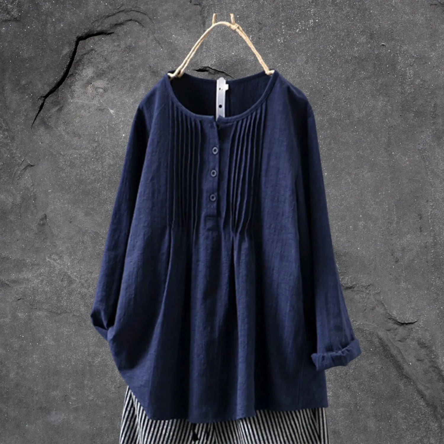 Airy boho-chic blouse shirt - with button closure & ruffles