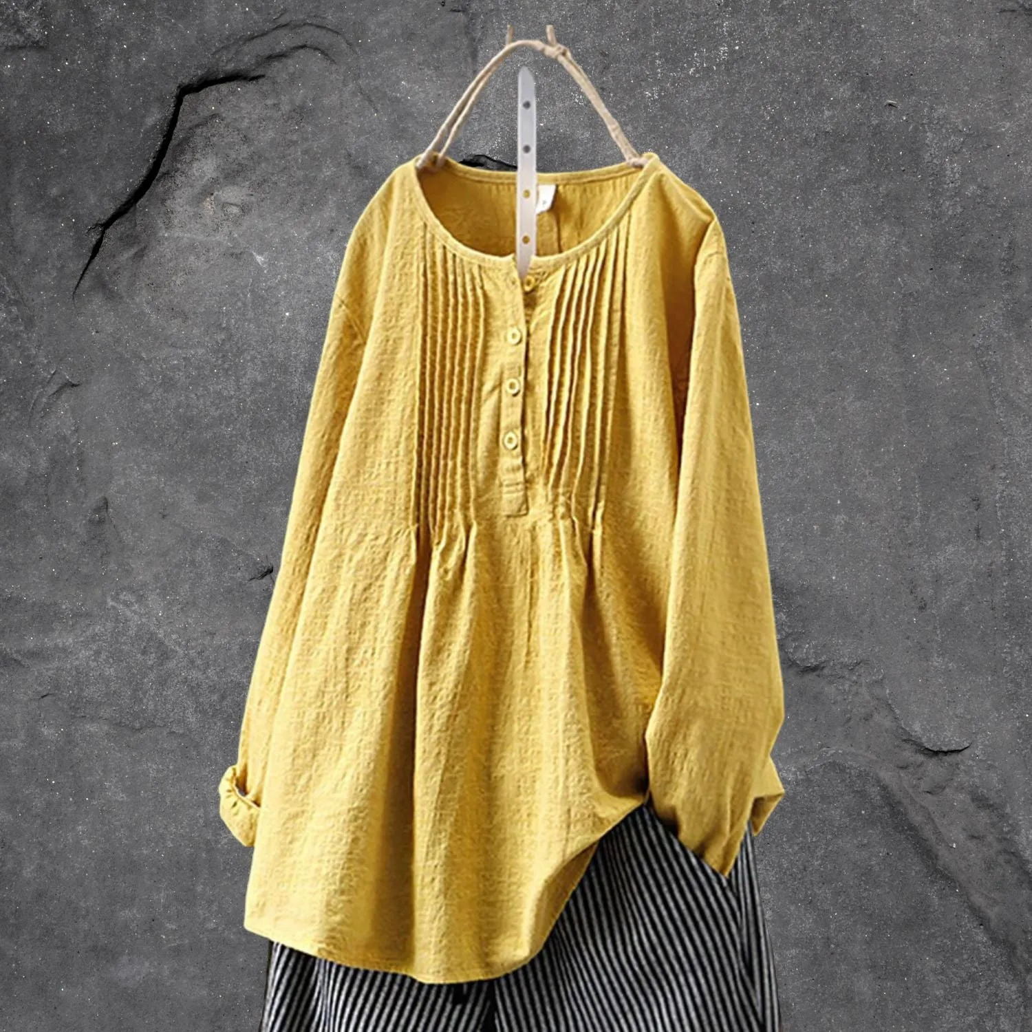 Airy boho-chic blouse shirt - with button closure & ruffles