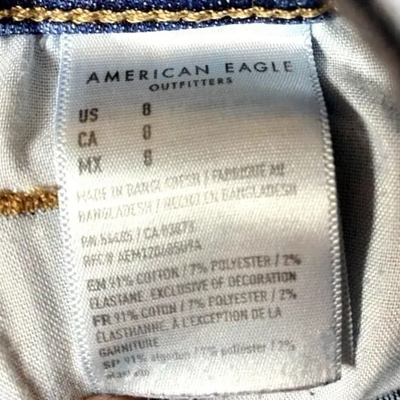 American Eagle Womens Ne(X)t Level Stretch Frayed Hem Denim Shorts Size 8
