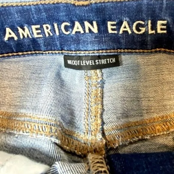 American Eagle Womens Ne(X)t Level Stretch Frayed Hem Denim Shorts Size 8