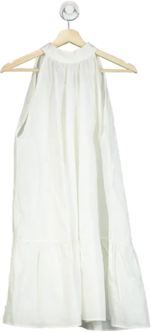 & Other Stories White Halterneck Dress With Tie Detail UK XS