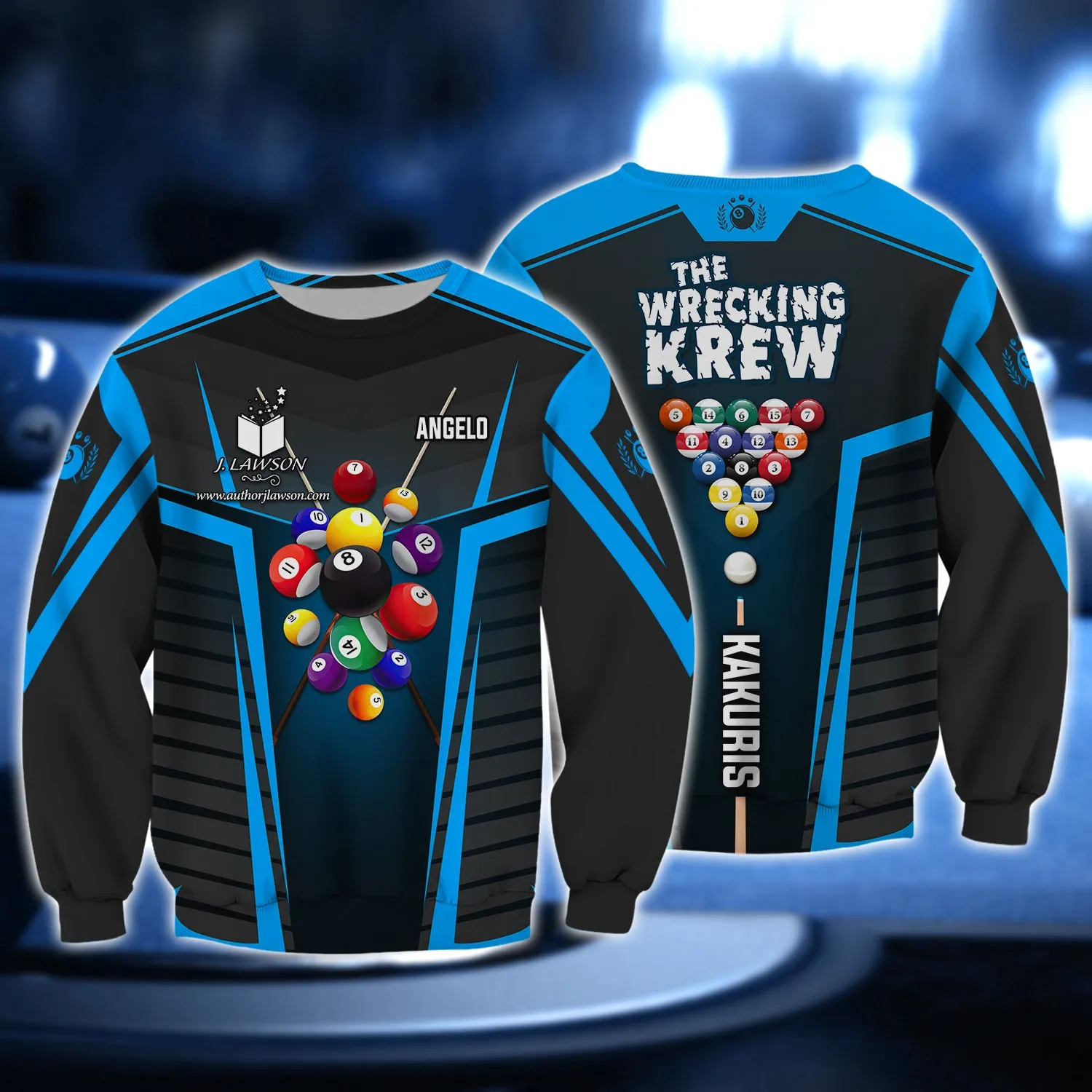 ANGELO KAKURIS, The Wrecking Krew Team In Blue Billard Balls 3D Shirt - QB95