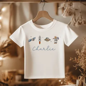Astronaut Bear Space Rocket Personalised Toddler & Kids T Shirt