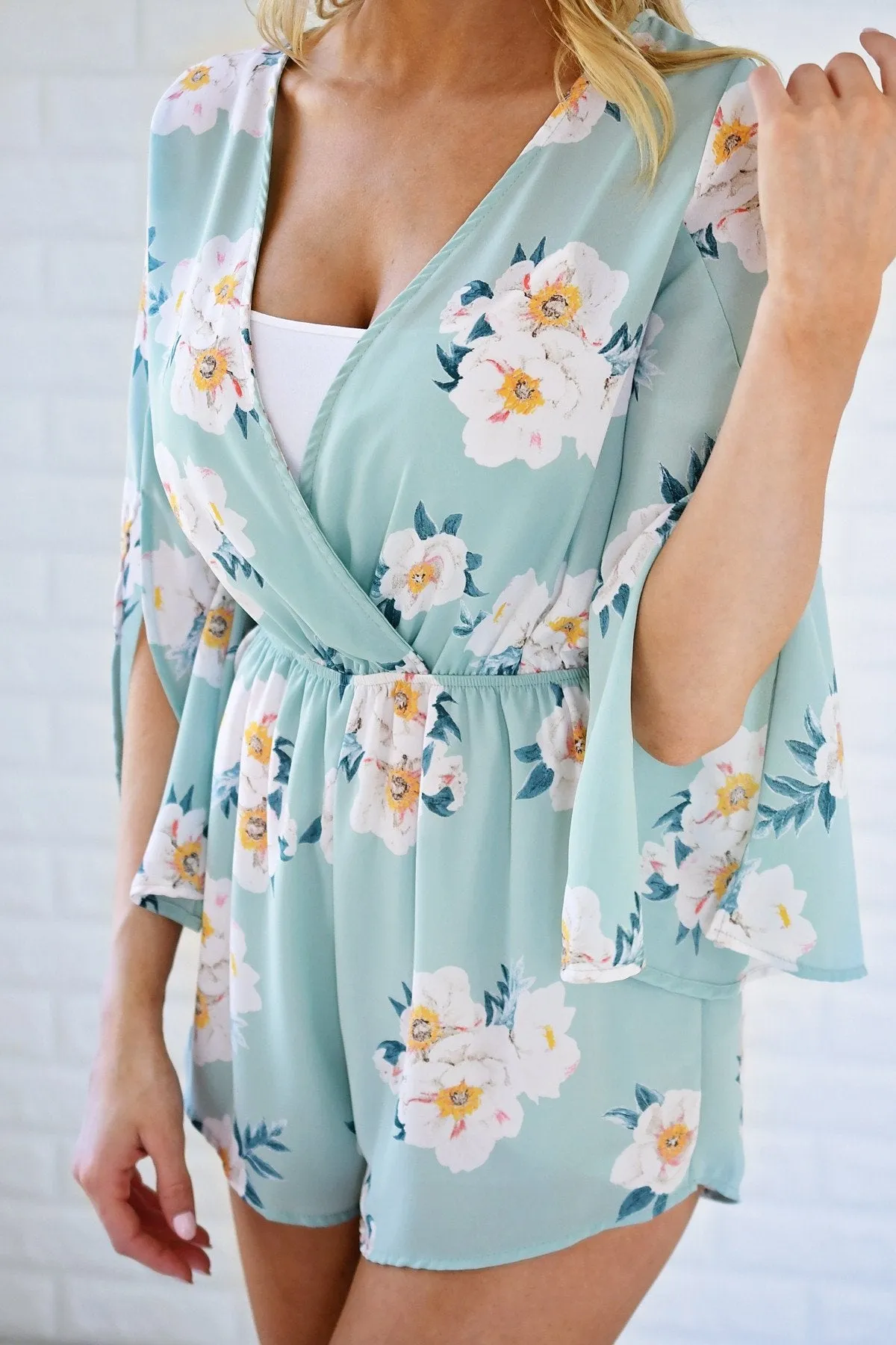 Audrey Blue Floral Romper