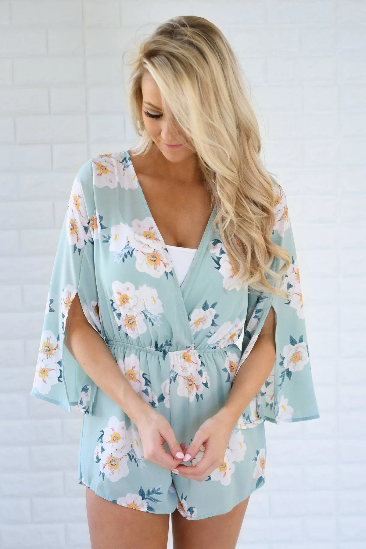 Audrey Blue Floral Romper