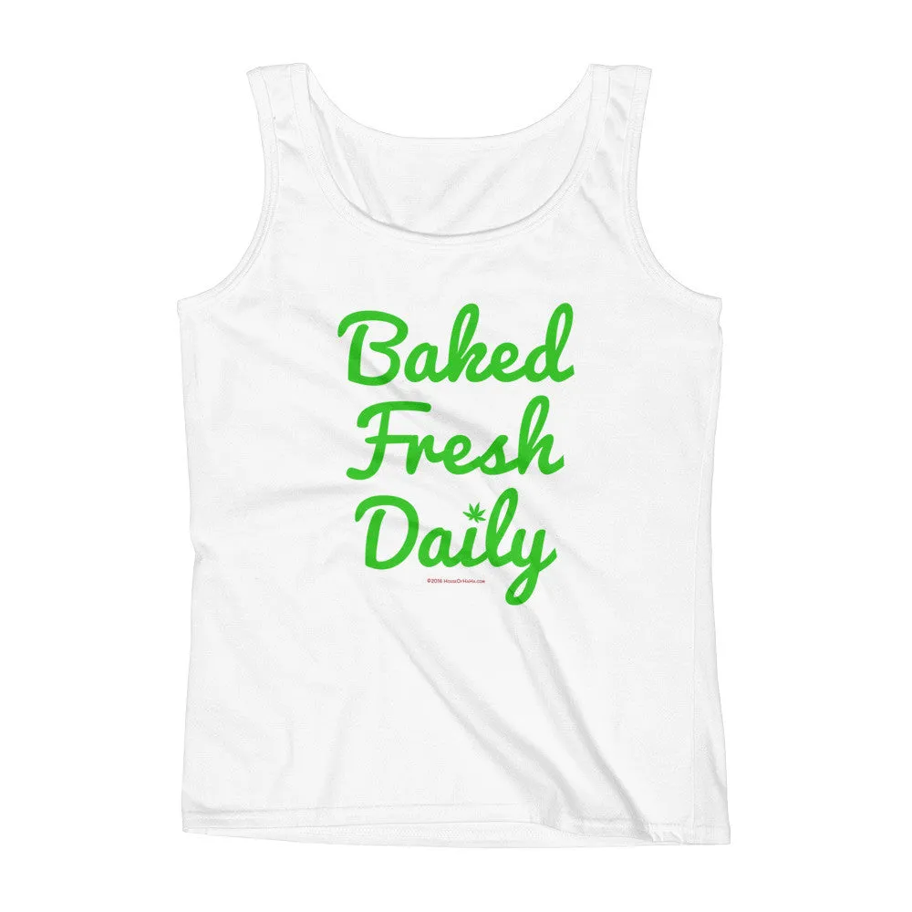 Baked Fresh Daily Cannabis Fitted Tank Top