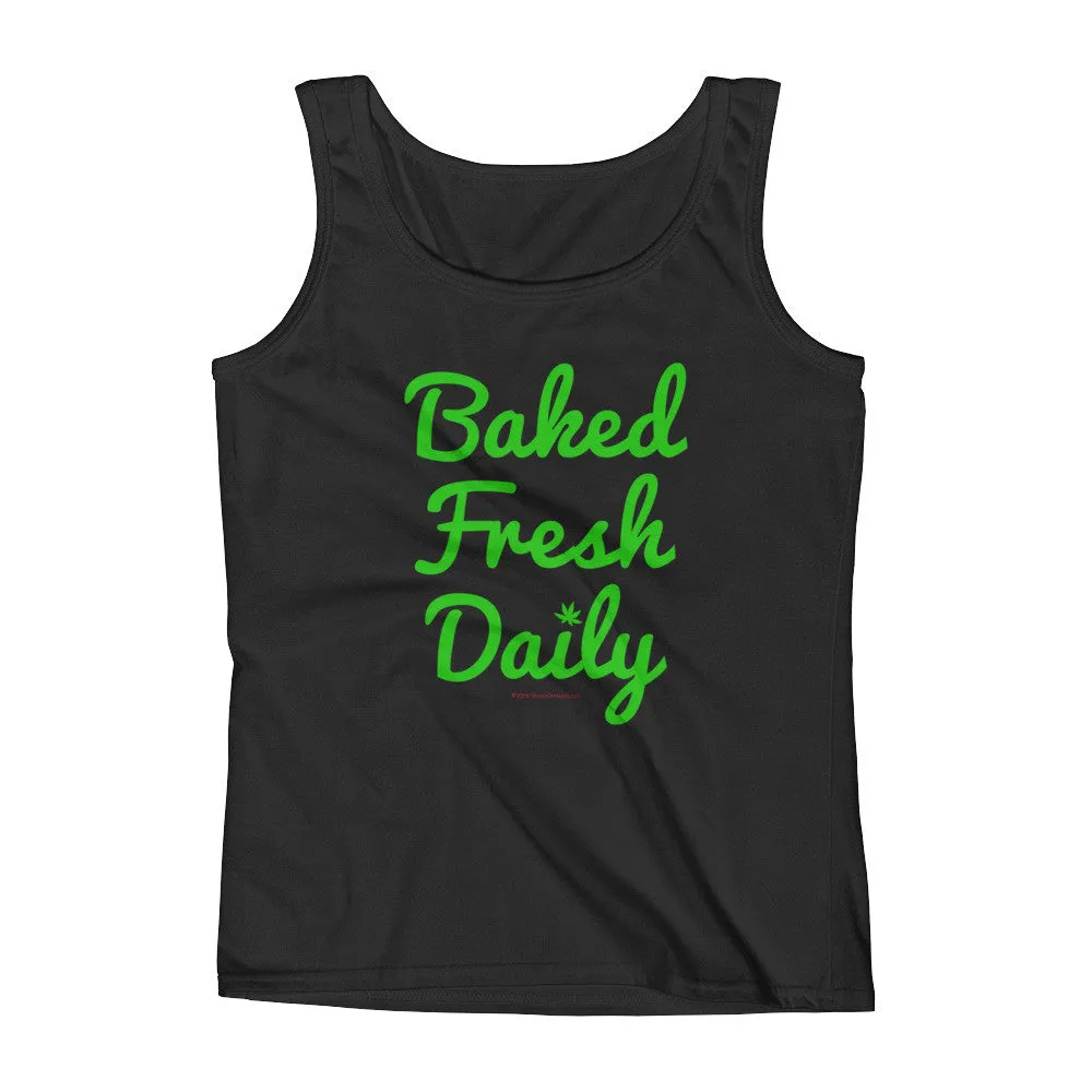 Baked Fresh Daily Cannabis Fitted Tank Top