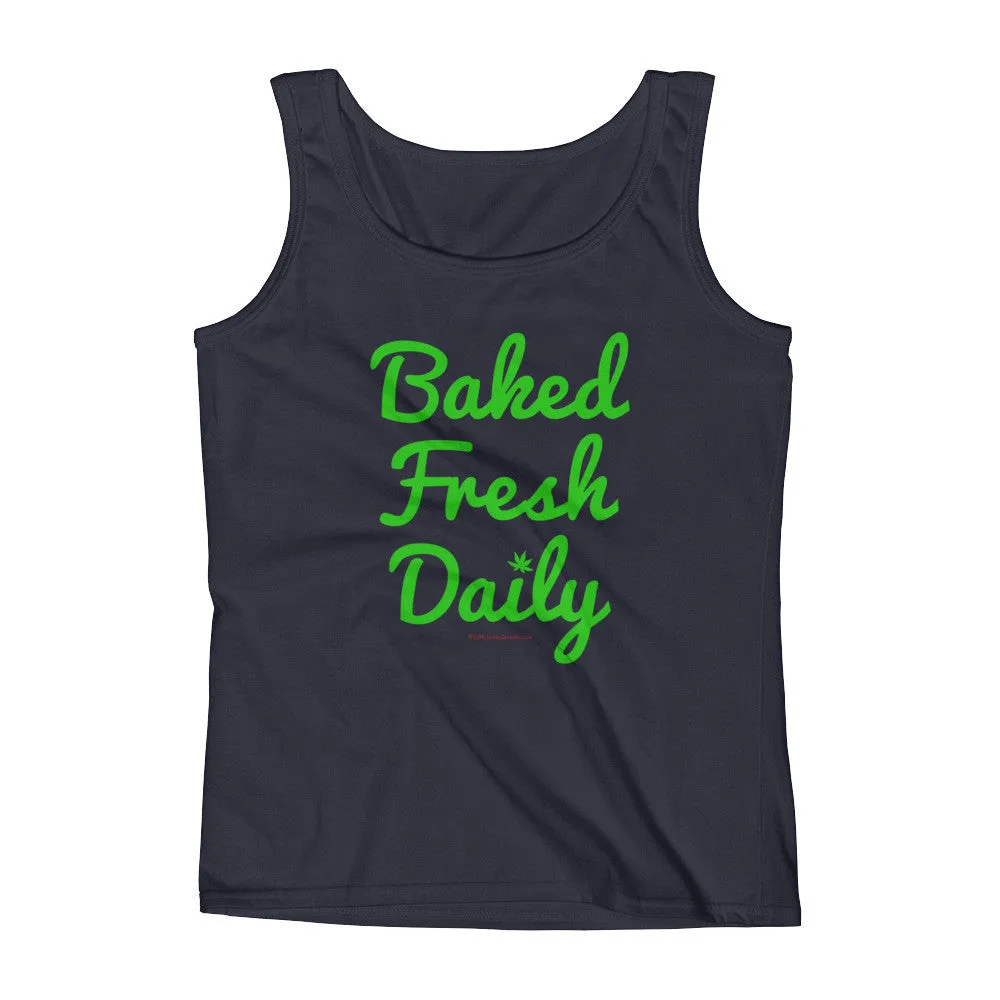 Baked Fresh Daily Cannabis Fitted Tank Top