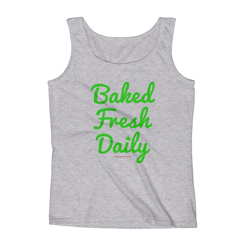 Baked Fresh Daily Cannabis Fitted Tank Top