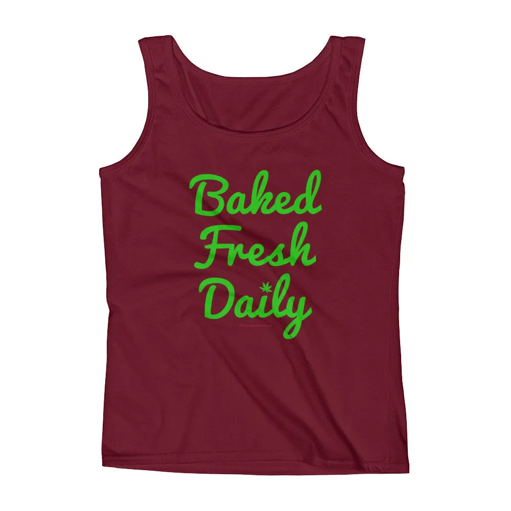 Baked Fresh Daily Cannabis Fitted Tank Top