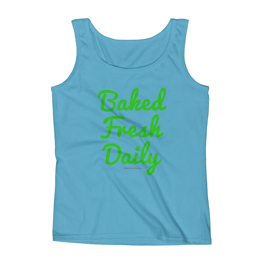 Baked Fresh Daily Cannabis Fitted Tank Top