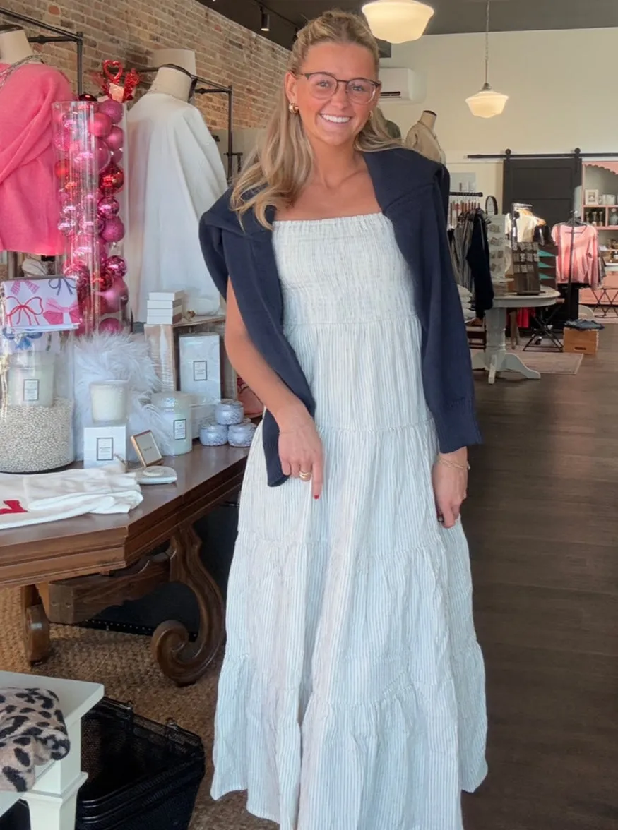 Balos Striped Maxi Dress Natural