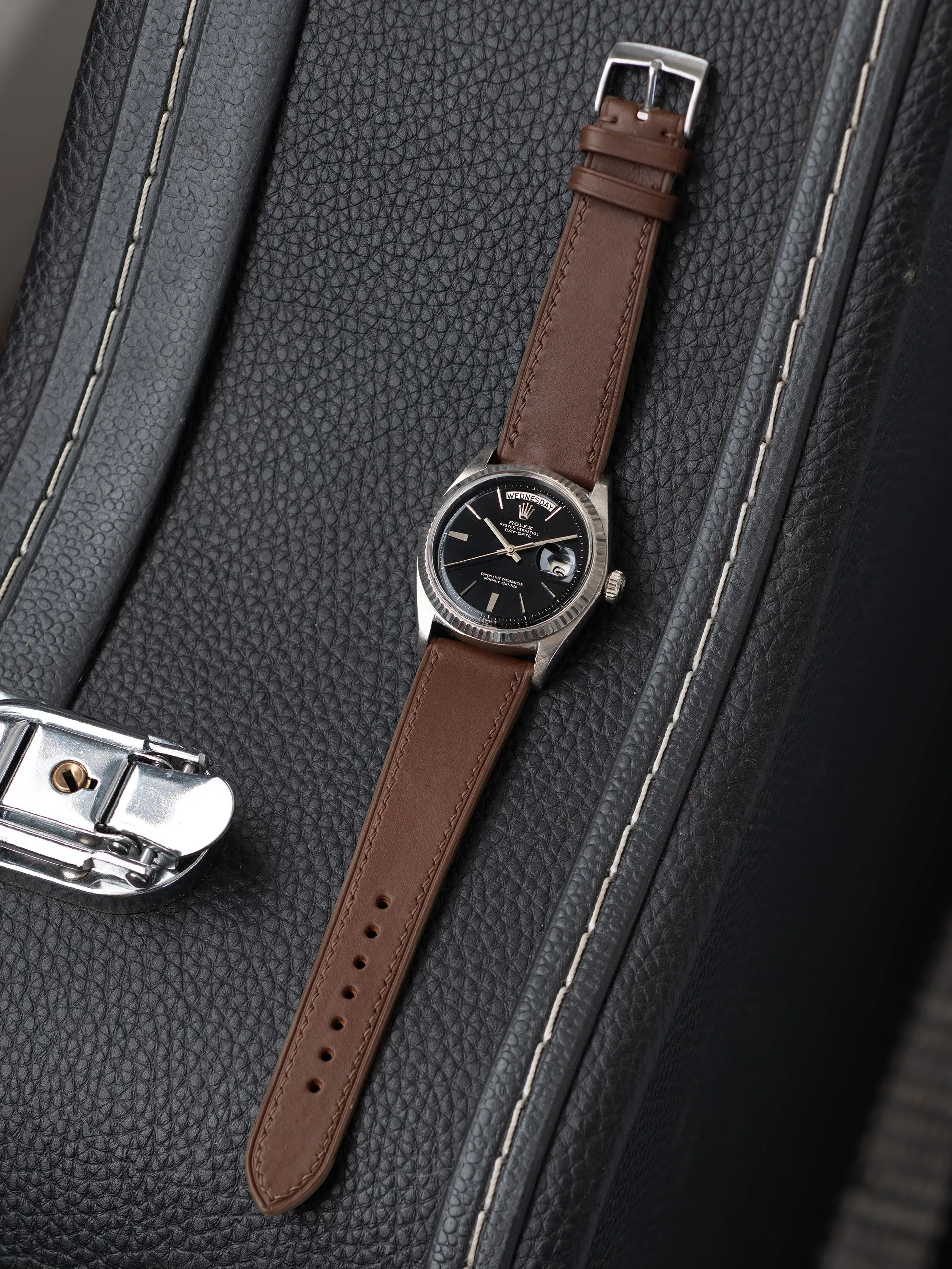 Barenia Leather Watch Strap - Dark Brown