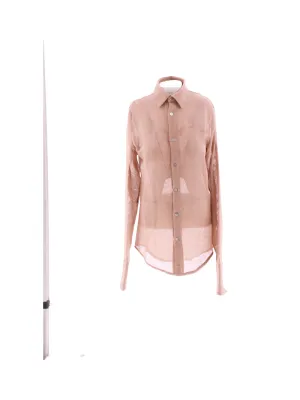 Beige Fishnet Slim Shirt
