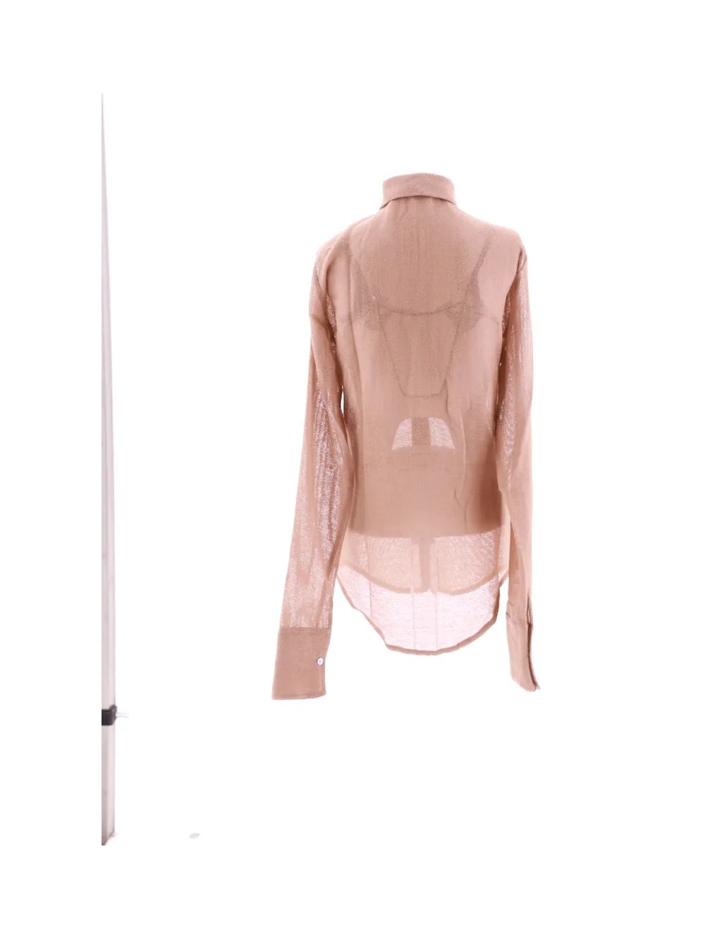 Beige Fishnet Slim Shirt