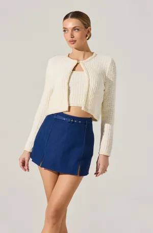 Belted Denim Mini Skort