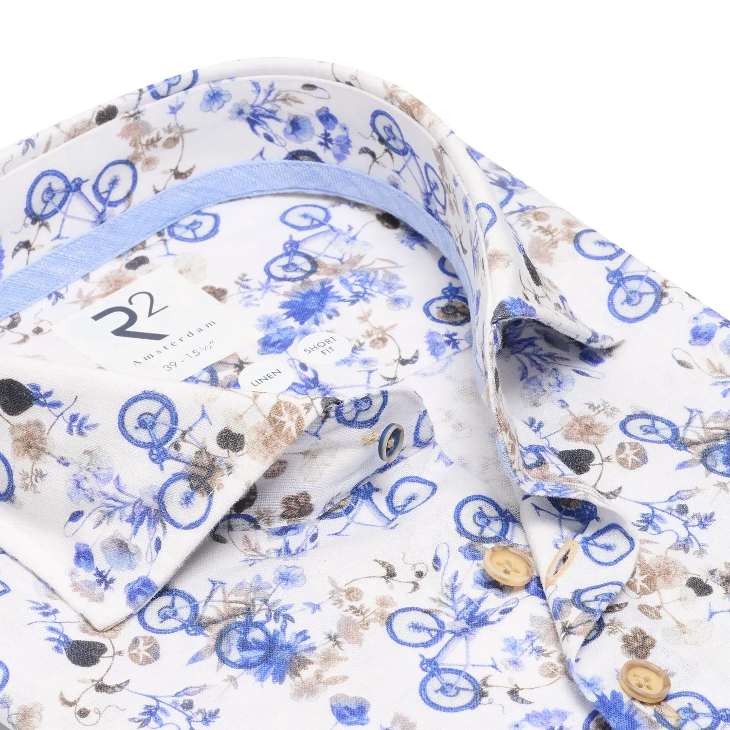 Bicycle print linen shirt